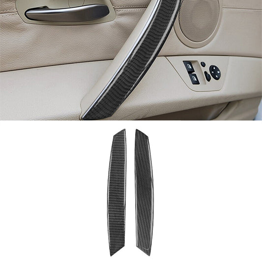 2-Piece Carbon Fiber Interior Door Handle Cover Trim for BMW Z4 E85 2003-2008