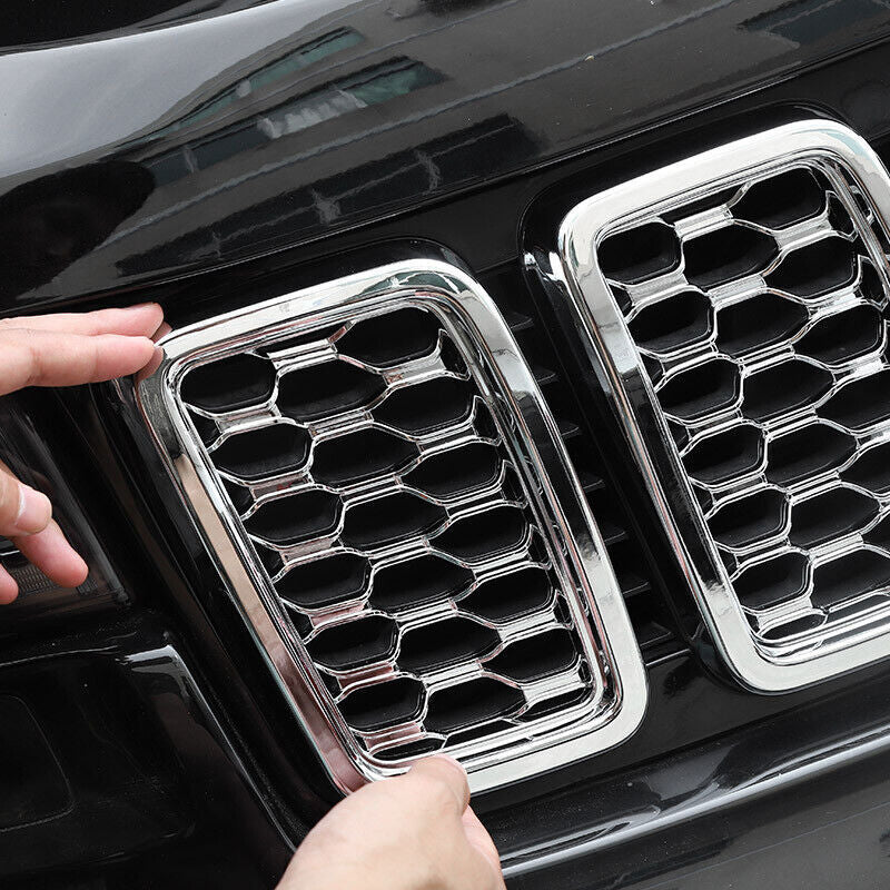7P for Jeep Grand Cherokee 2017-2021 Chrome Front Grille Mesh Grill Insert Cover
