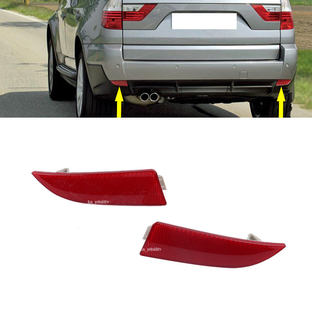 Pair Rear Bumper Cover Left Right Reflector Red for BMW X3 2004-2010 Q