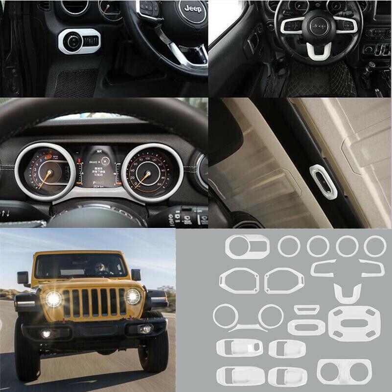 Fit for Jeep for Wrangler JL/JT 18-2021 21PCS ABS White Car Interior kit Cover Trim