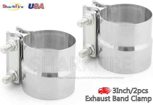 2.5-inch Butt Connector Exhaust with Jacket, Stainless Steel Exhaust Stepper Clip