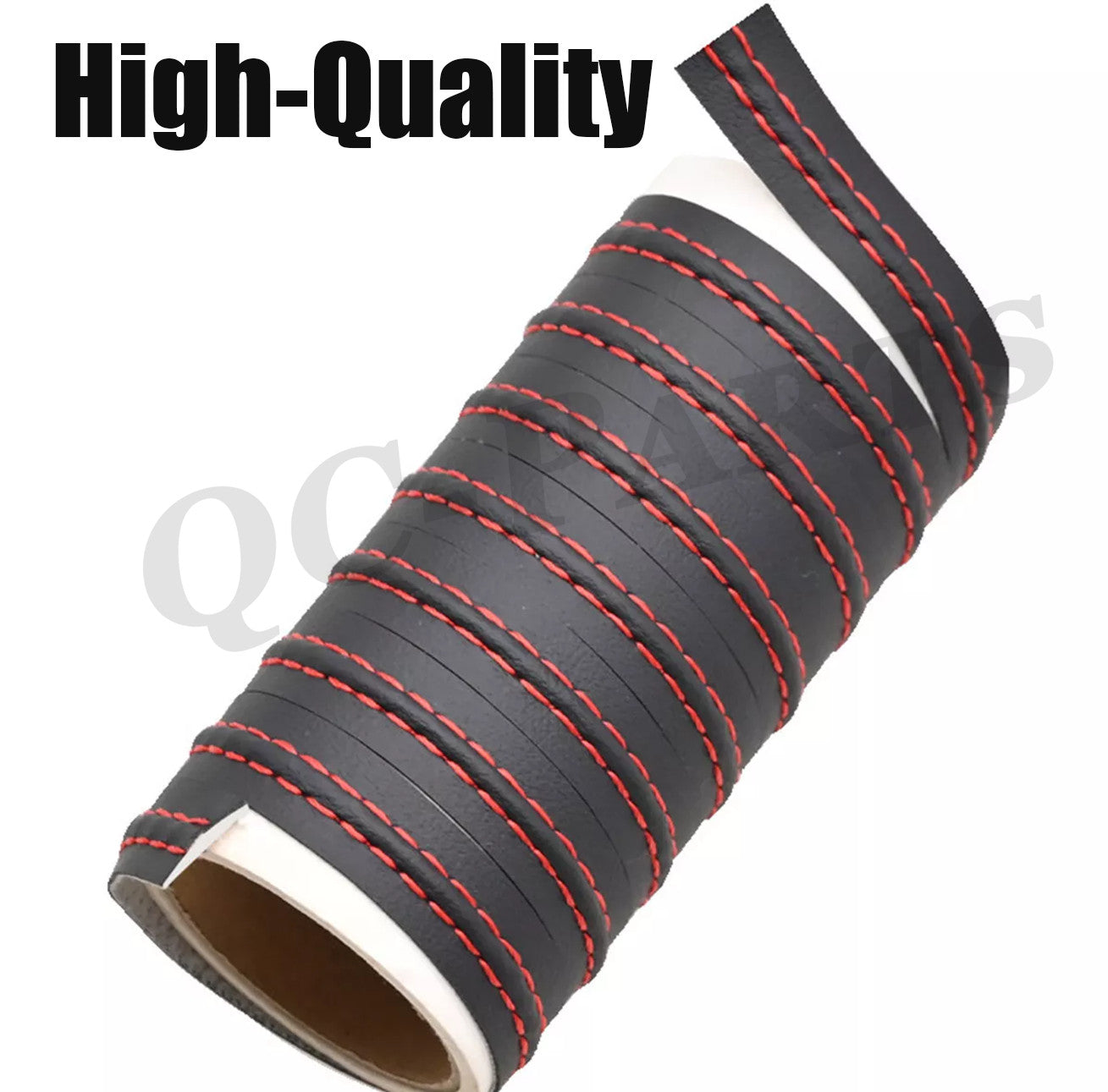 Leather trim strips for automotive interior door edges and dashboard molding trim strips