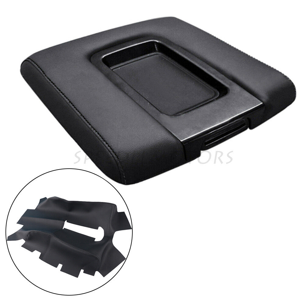 Fit Chevy Silverado for Sierra 2014 - 2018 Console Lid Armrest Syn Leather Cover Q