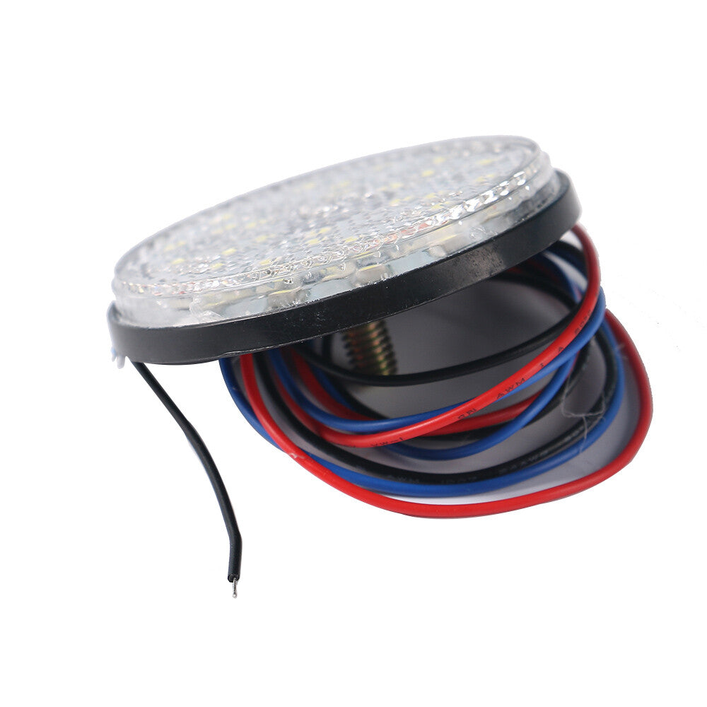 2Pcs Motorcycle Truck 12V 24 LED Round Brake Stop Tail Rear Light Lamp-White Q