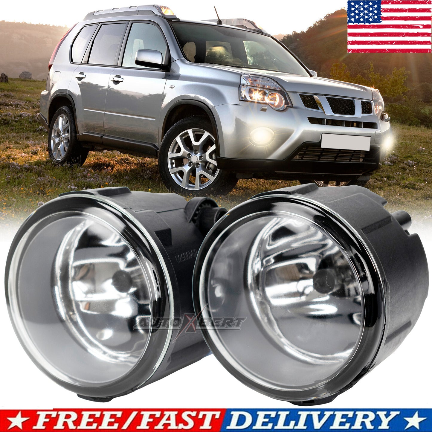 Replace for Nissan Rogue 11-13 Bumper Fog Lights Assemblies Clear Glass Lens ??