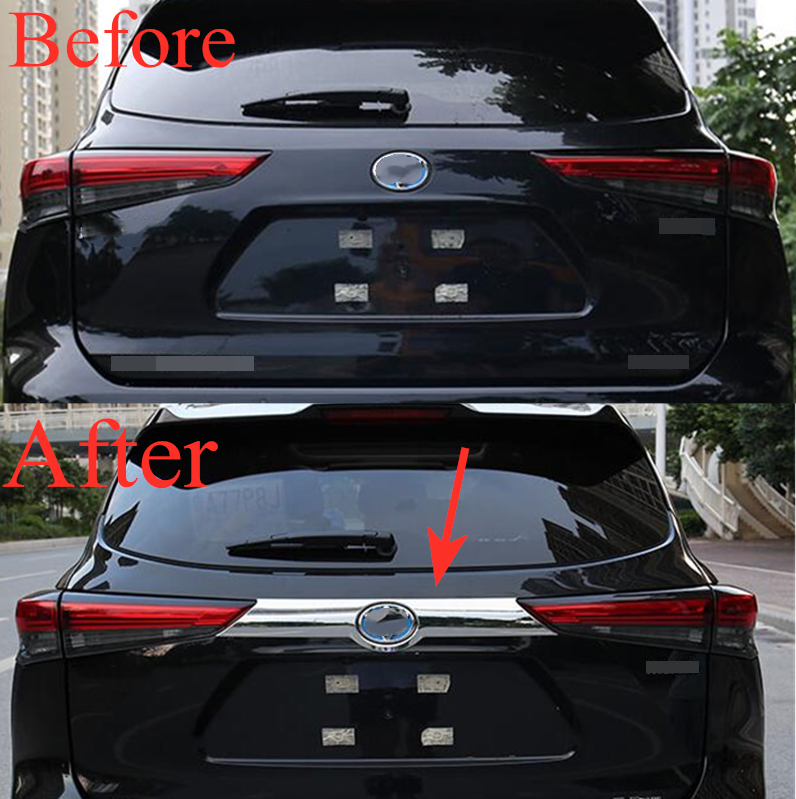 For 2020-2024 for Toyota Highlander Chrome Car Rear Door Trunk Middle Lid Cover Trim