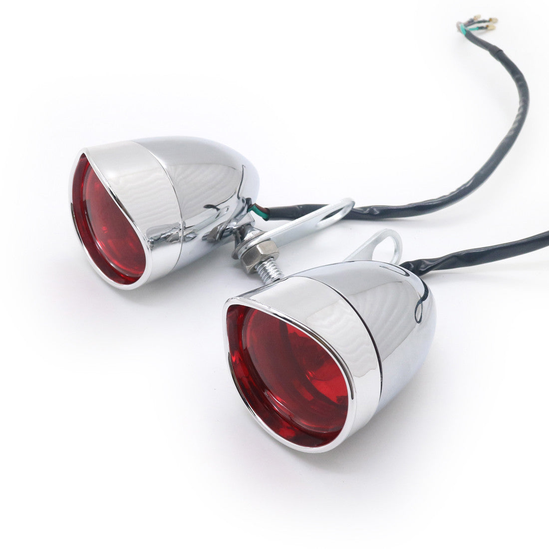 Chrome Bullet Tail Brake Light W/ Rear Shock Bracket Cafe Racer Bobber Chopper Q