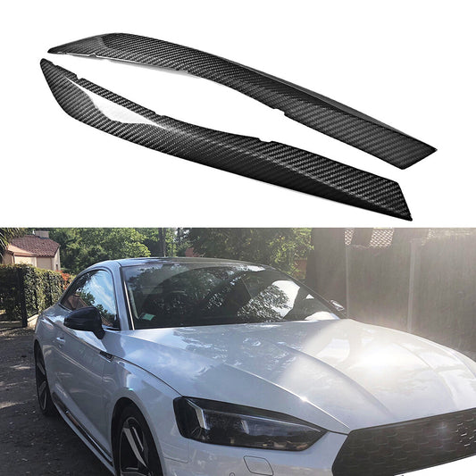 Fit for AUDI A5 S5 RS5 2017-18 Headlight Cover Eyebrow Eyelid Carbon Fiber 2PCS
