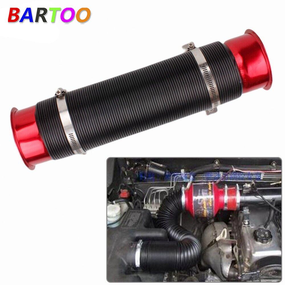 Cold Air Intake Hose Filter Pipe 3Universal Flexible Car Telescopic Tube Kit Q