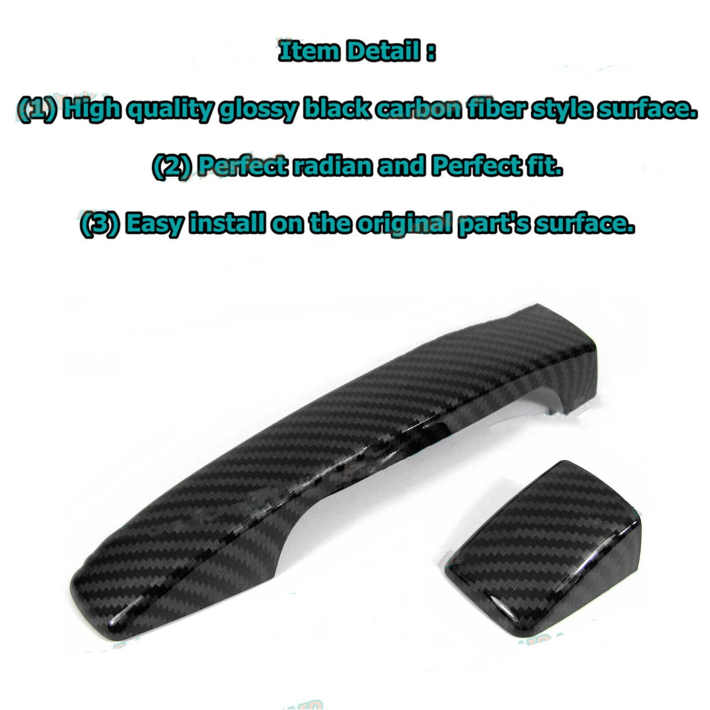 For 08-11 for Subaru Impreza Glossy Black Carbon Fiber Side Door Handle Covers Trims