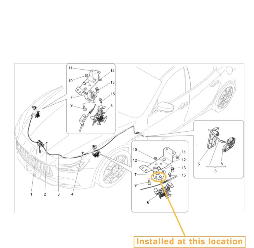 Suitable for Maserati Ghibli left front hood Bonnet safety lock Striker Catch 670007604