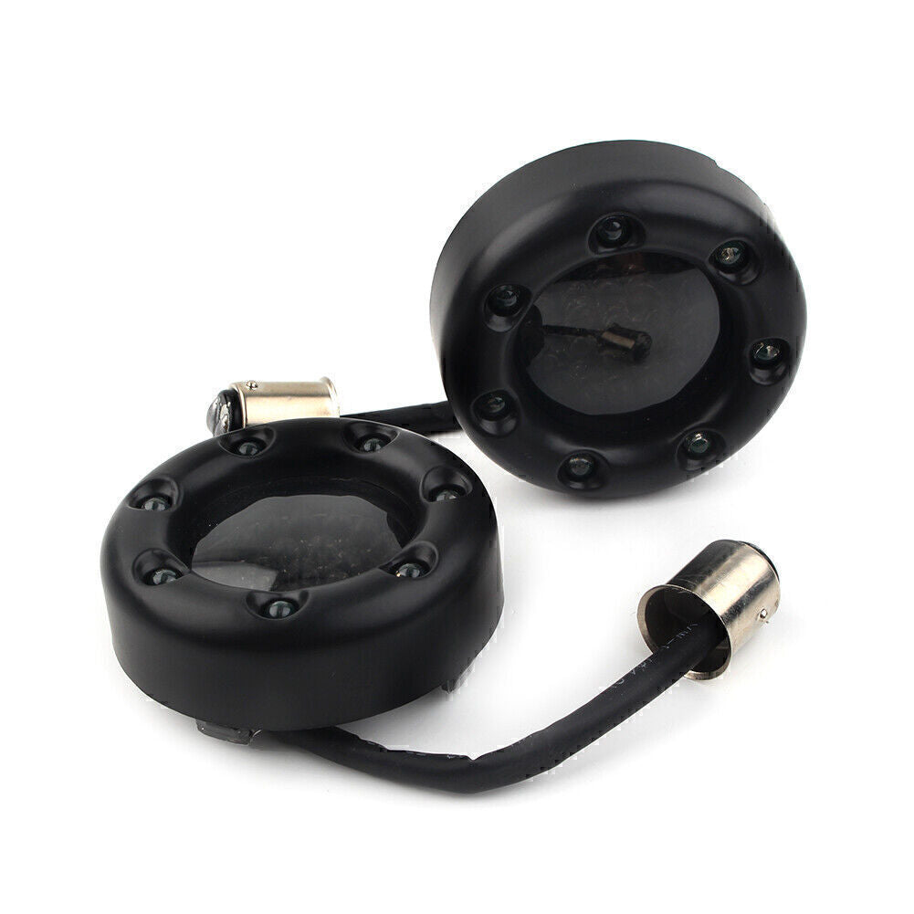 2x LED Black Fire Ring Turn Signals Lights Fit for Harley Sportster 1200 883 Q