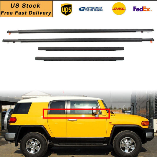 4x Door Window Trim Moulding Belt Weatherstrip Fit for Toyota 2007-2014 FJ Cruiser
