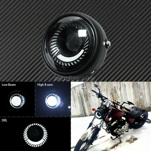 6.5'' Universal Motorcycle LED Headlight Low High Beam Spiral DRL Fit for Harley Q