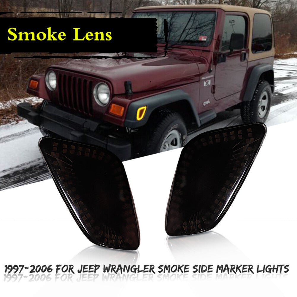 For 1997 - 2006 for Jeep for Wrangler Smoke Switch LED Amber and White Side Marker Lights - v