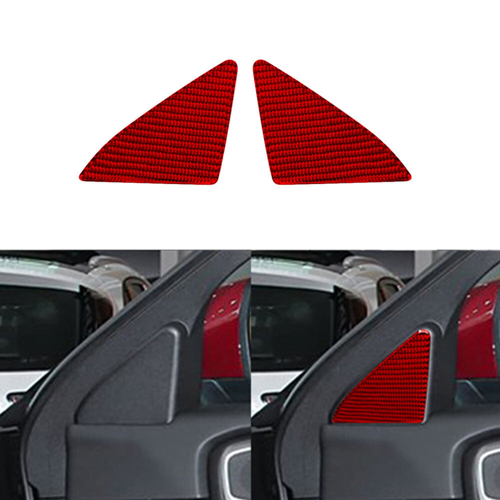 2Pcs Red Carbon Fiber Front Door Pillars Cover Trim for Ford Explorer 2020-2023