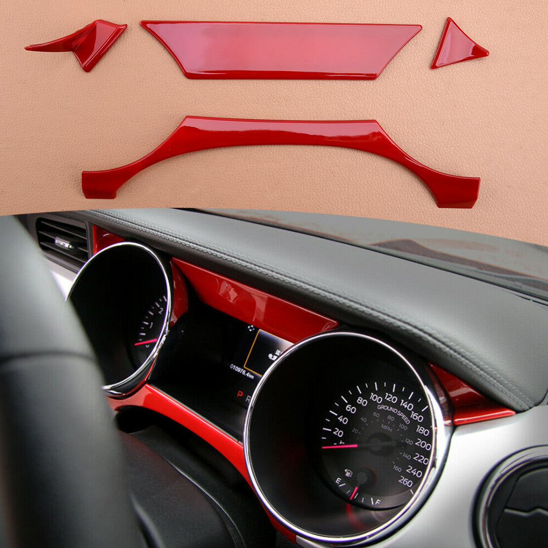 Car Console Dashboard Instrument Box Cover Frame fit for for Mustang 2015-2020 v