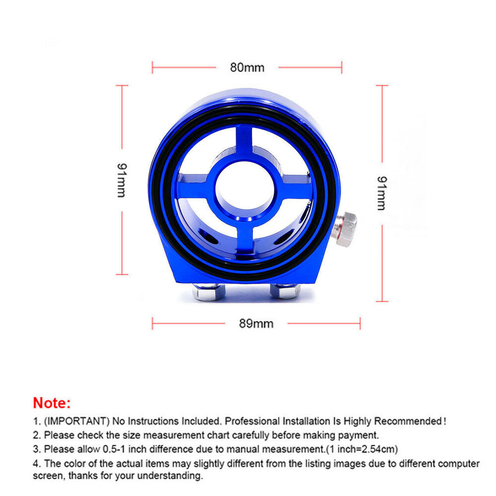 Car Oil Filter Temp Pressure Cooler Gauge Sandwich Plate Cooler Adapter Kit Blue Q