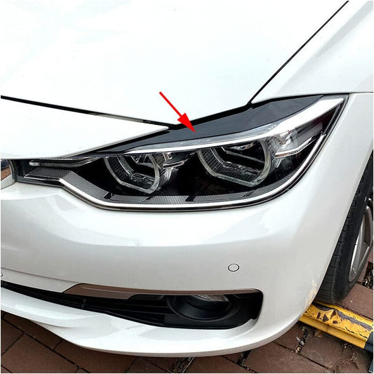 2x Glossy Black Fit 2012-2018 for BMW F30 F31 Headlight Eyebrow Cover Eyelid Trim