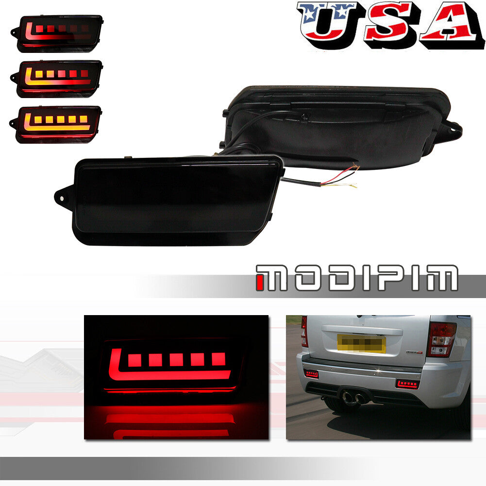Smoked Lens LED Bumper Reflector Rear Light Kit for 2005-10 for Jeep Grand Cherokee - v