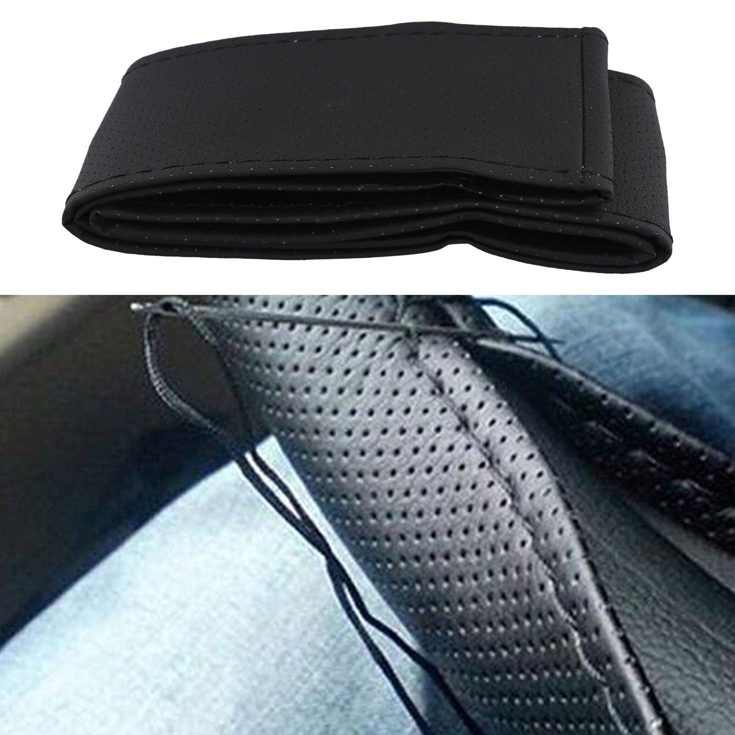DIY PU Leather Car Auto Steering Wheel Cover Skin With Needles and Thread 38cm