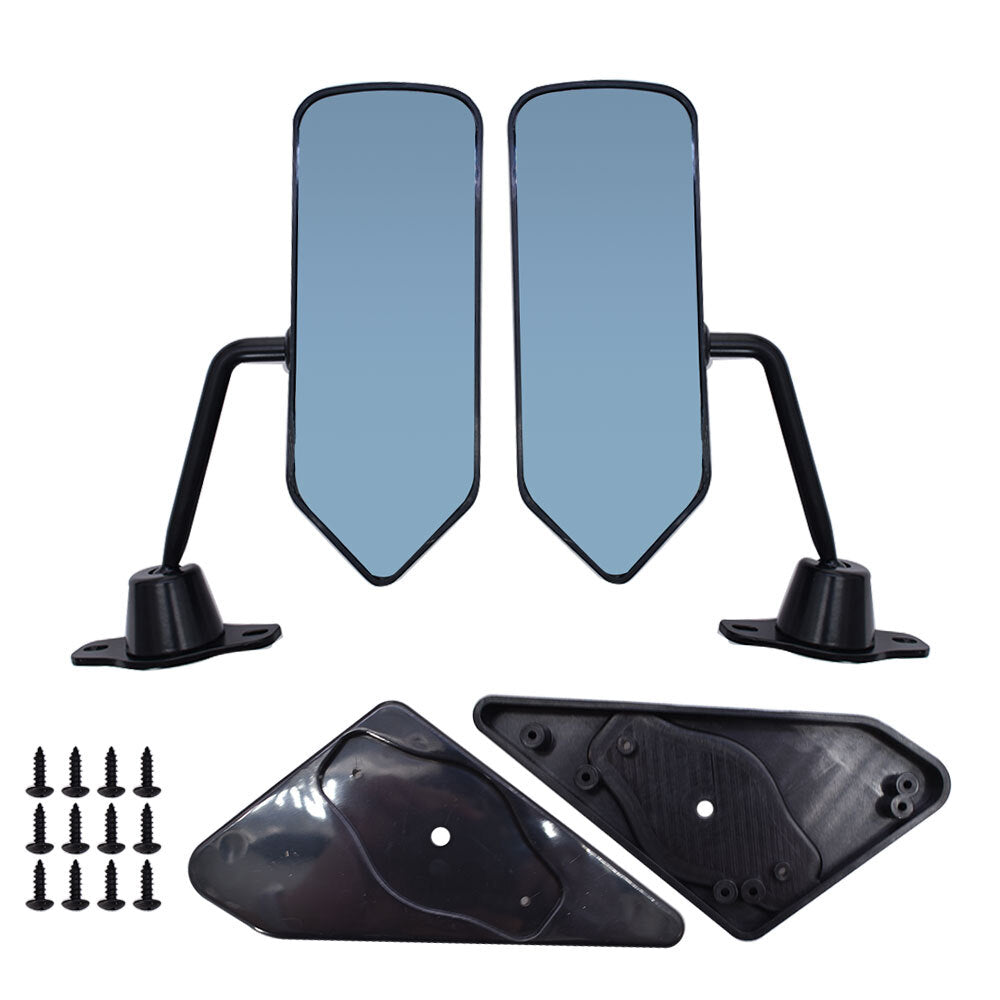 2-Piece Universal F1 Style Racing Rearview Mirror Side Wing Glass Black n