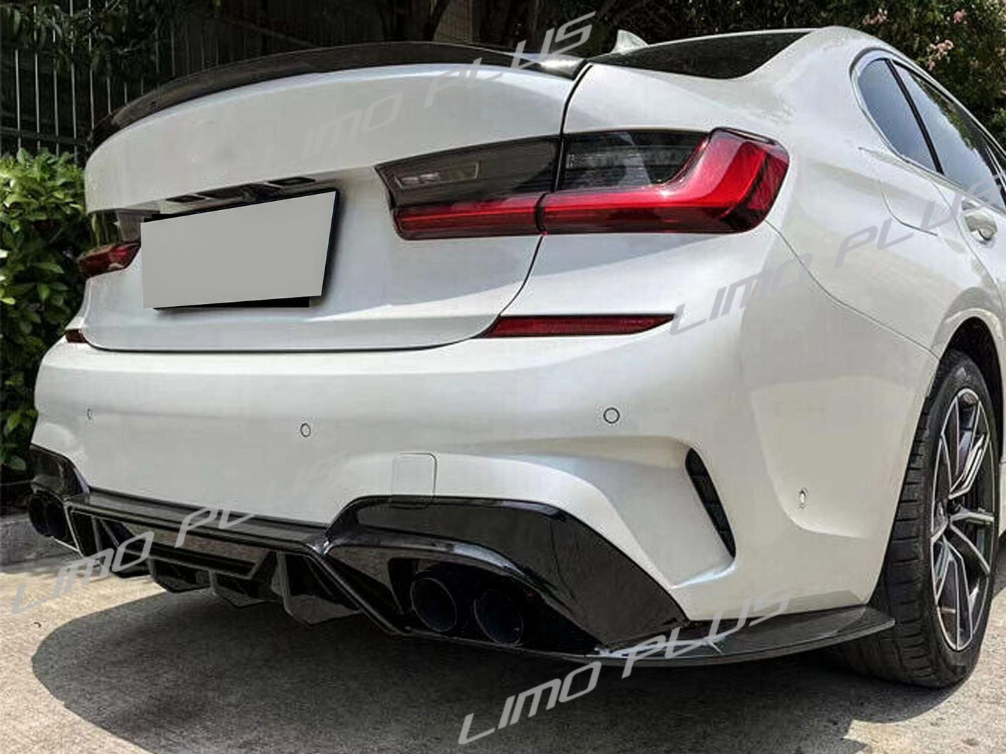 Rear Diffuser + Black Exhaust Muffler Tips for BMW G20 320I 330I M340 2019-2022 Q