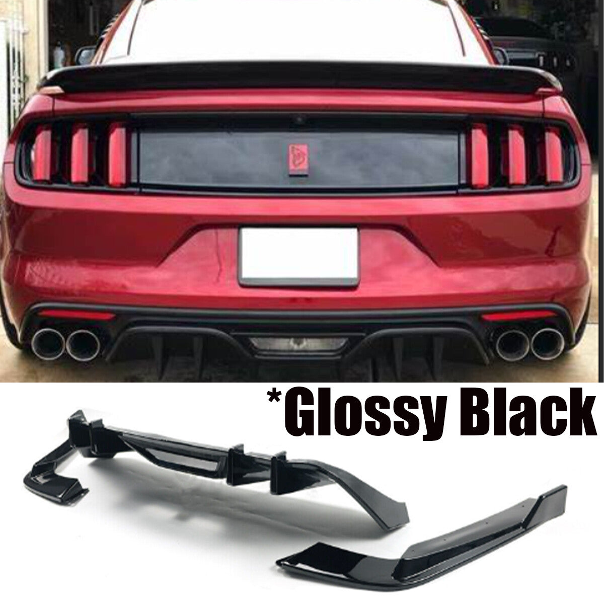 Rear Bumper Diffuser + Apron Spats Splitter for Mustang 2015-2017 HN Style n