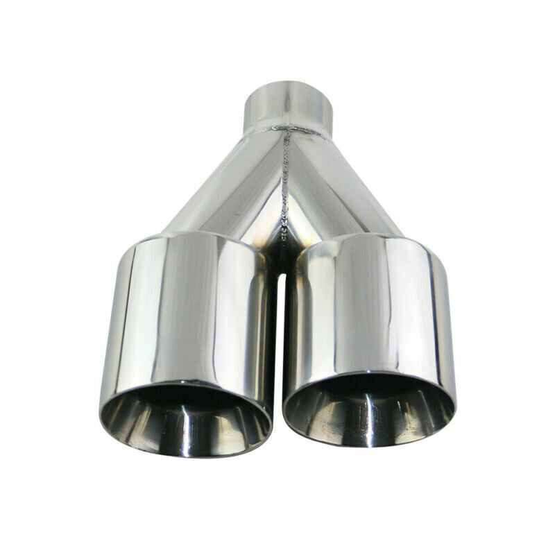 2PCS 3 inlet 4 OD Universal Polished Dual Exhaust Tips Tail Pipe Double Wall