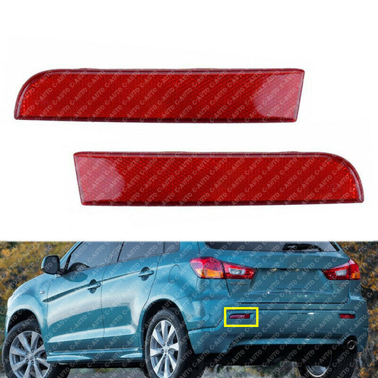Pair Rear Bumper Red Lens Reflectors for Mitsubishi Lancer Evolution X 2008-2013