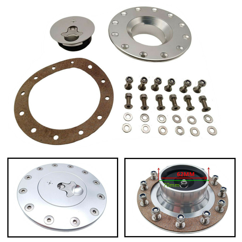 Universal Billet Fuel Cell Surge Tank Cap Flush Mount 6 Bolt Opening ID 62mm n