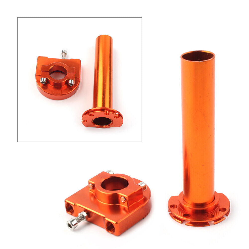 7/8in CNC Motorcycle Turn Twist Throttle Handle Bar Throttle Tube Orange Q