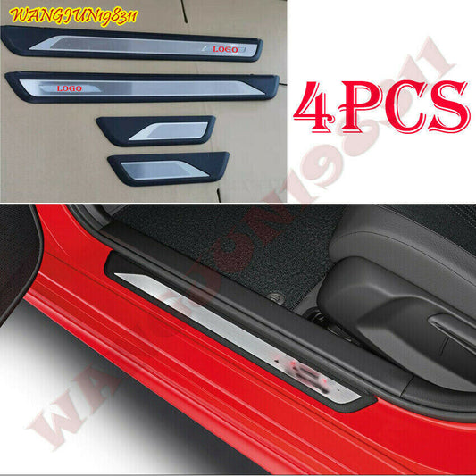 for Honda for Civic 2022-23 Silver Steel Blue LED Door Sill Scuff Plate Guard Cover