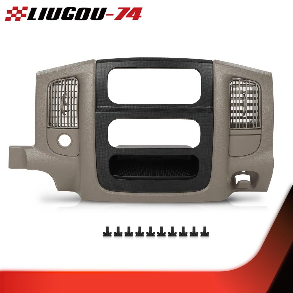 Fits 02-05 for Dodge for Ram Radio Dash Bezel with Climate Control Panel Beige Black - v