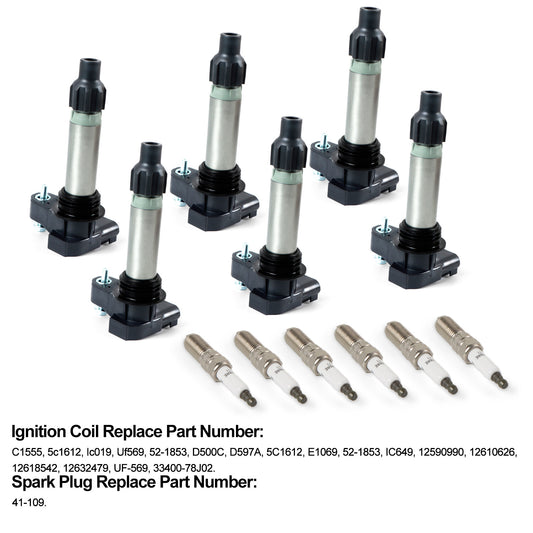 6 Ignition Coils +6 Iridium Spark Plugs Fits for Buick V6 3.6L UF569 n