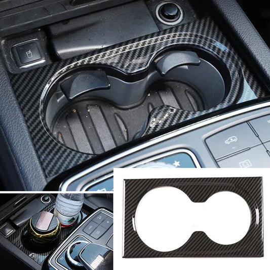 Carbon ABS Central Control Cup Holder Panel Cover for Benz GL GLE GLS ML 2013-19