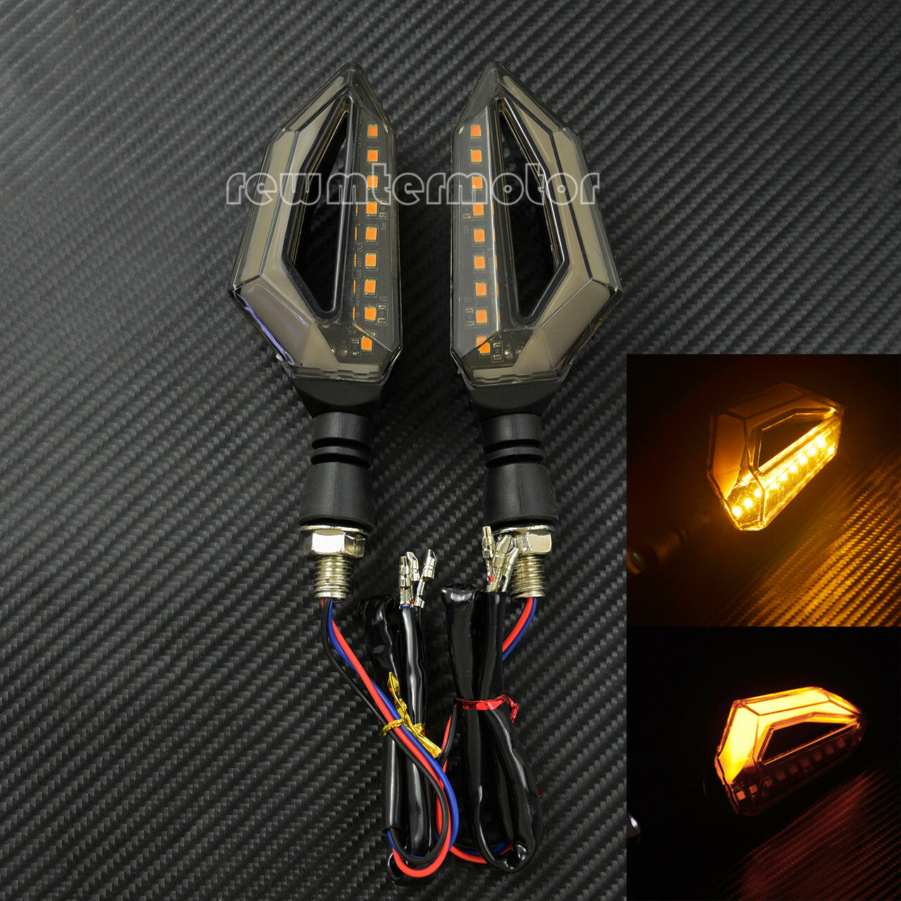 1 Pair Motorcycle Signal Lights LED Amber Color Turn Signal Indicator Blinker Q