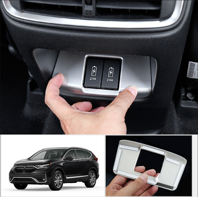 for Honda CRV 2017-2020 Matte silver Interior Rear row Charging USB Cover Trim v