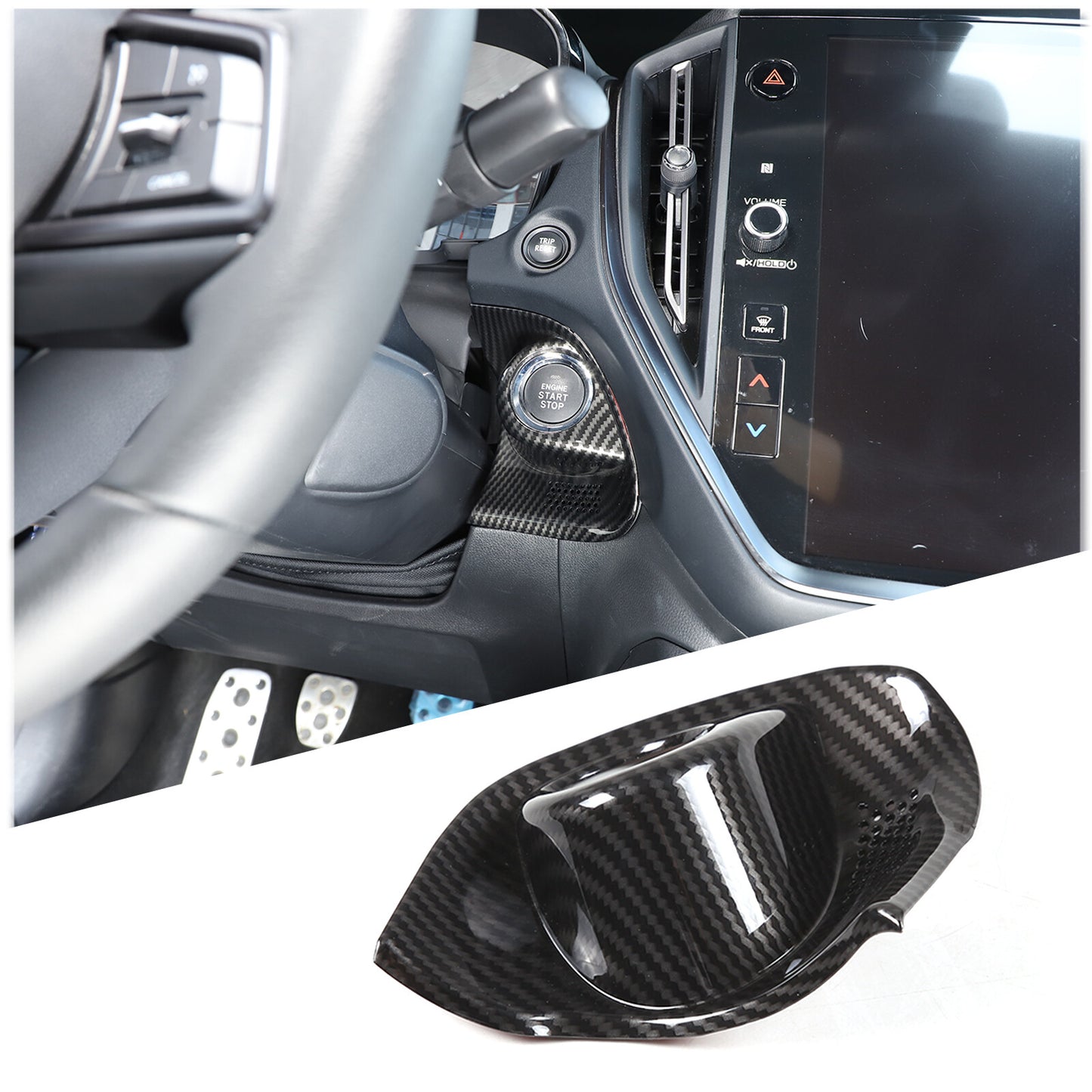 Carbon Fiber Inner Armrest Box Decoration Cover Trim for Tundra 2014-21- v