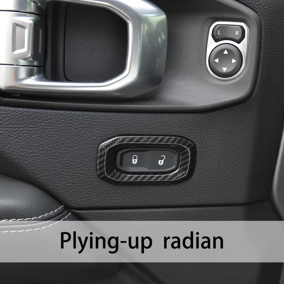 For 2018-2023 for Jeep for Wrangler JL Carbon Fiber Interior Door Lock Switch Trim Cover v