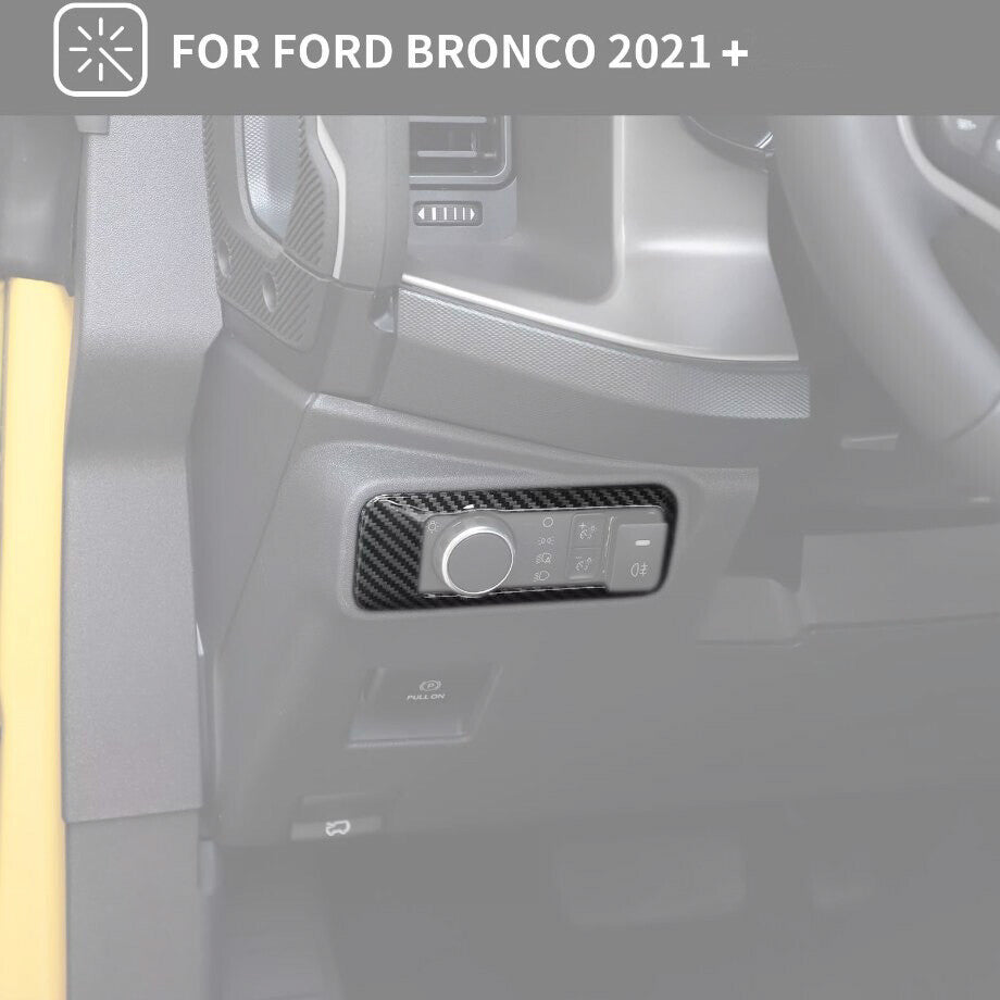 For 2021-2024 Bronco ABS Carbon Interior Headlight Switch Button Cover Trim v