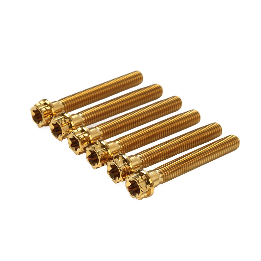 6pcs Bolts Torx Head Flange Screws M8x50mm Gold For Motorcycle Bike