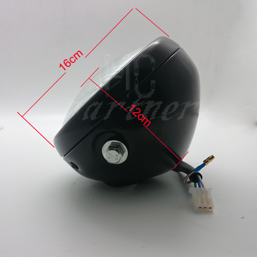 Motorcycle Black Metal Retro Front Headlight For GN125 Cafe Racer Bobber Custom Q