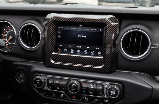 Dashboard GPS Navigation Panel Trim for Jeep for Wrangler JL 2018-2024 Carbon Fiber