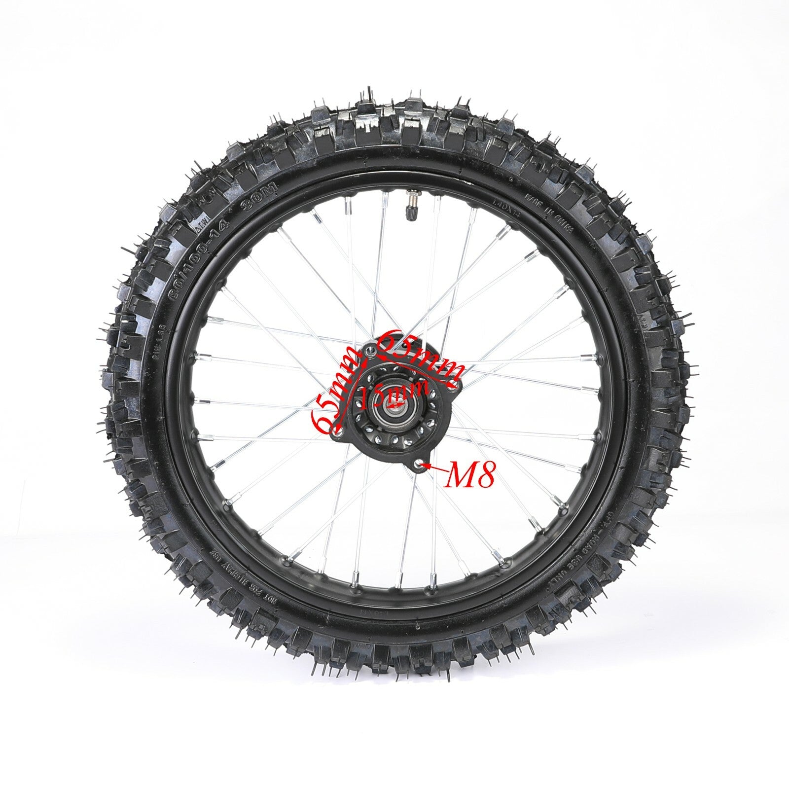 Front 60/100-14 and rear 80/100-12 rims, 110cc/125cc Pit bicycle SSR, Taodao
