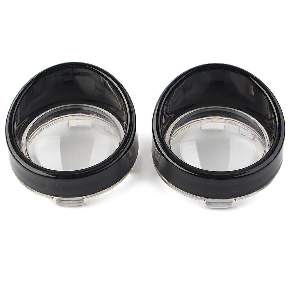 Turn Signal Light Bezels Visor Black Trim Clear Lens Cover for Harley Softail Q