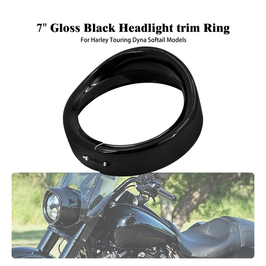 7'' Headlight Bezel Trim Visor Ring Fit for Harley Touring FLHR Dyna Softail FLS Q