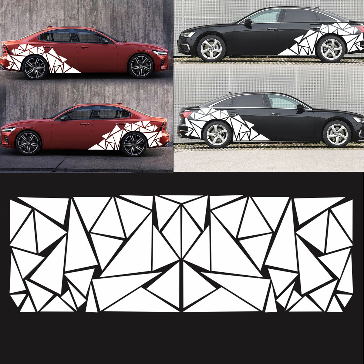 White Triangle Sticker Car Side Body Stickers Decals Vinyl Art Graphics Sticker