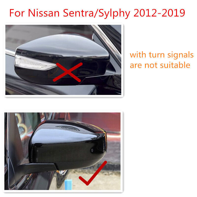 White RH Rearview Mirror Cover Shell Cap Fit for Nissan Sentra/Sylphy 2012-2019