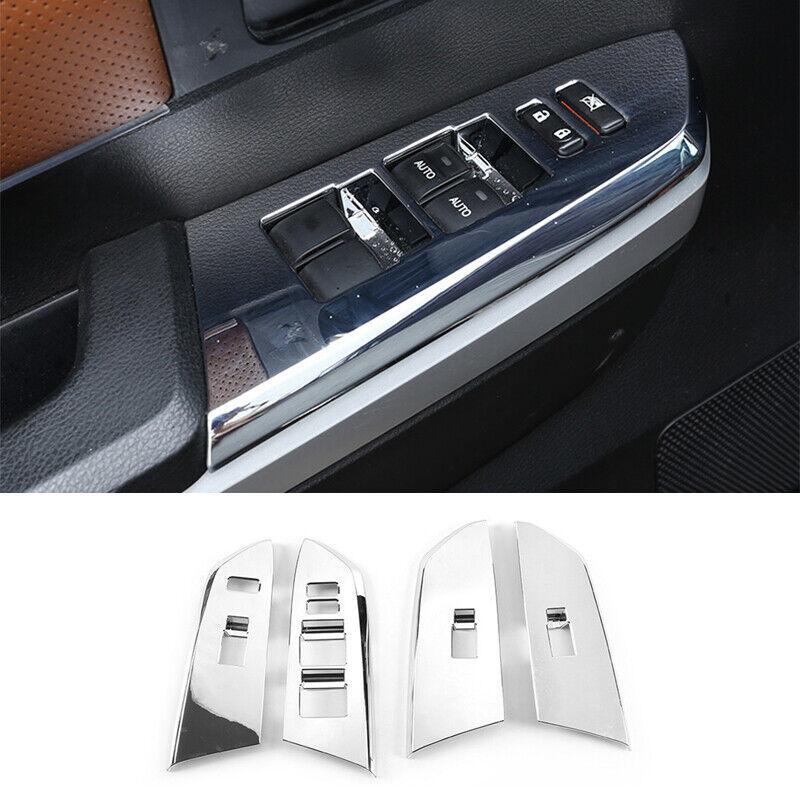 Chrome Window Lift Panel Switch Cover Trim 4PCS Fit for Toyota Tundra 2014-2021